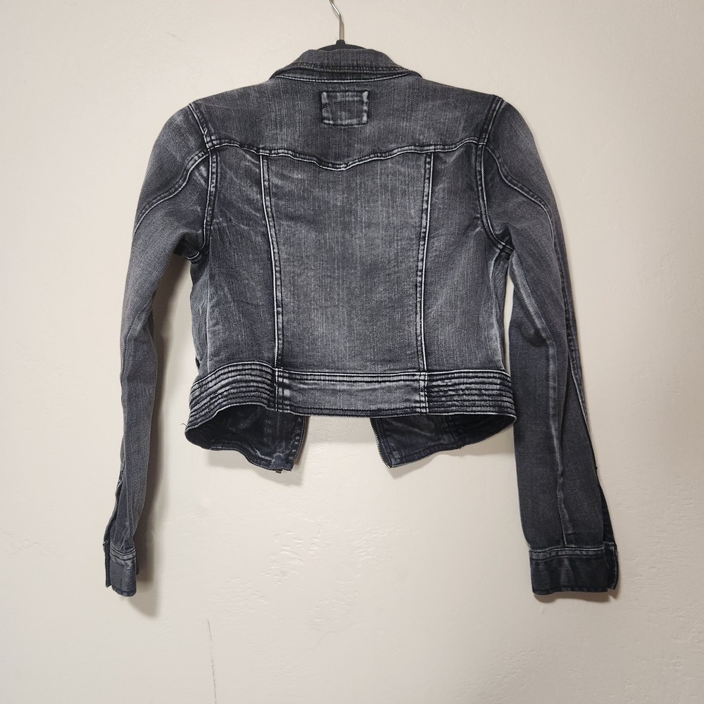 Forever 21 Jean Moto Jacket Black Denim Womens Size Small - Picture 6 of 6